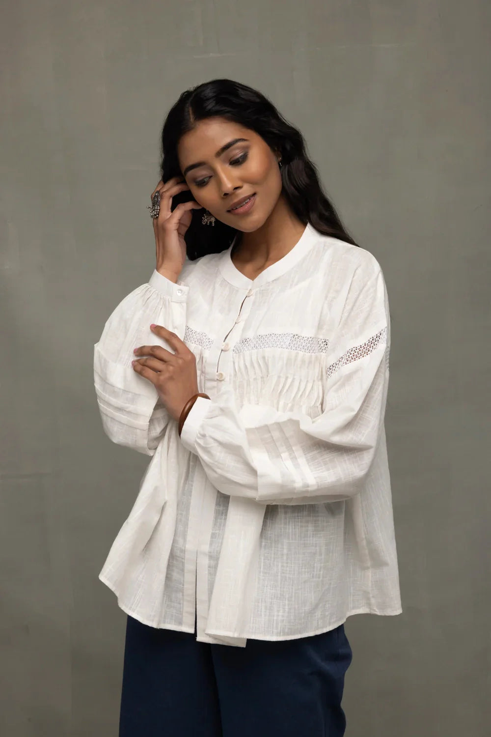 White Breezy Relaxed Fit Top | SHOBITAM