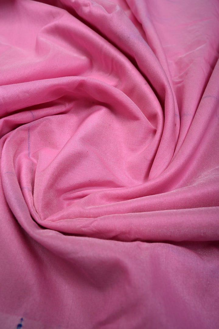 Rose Pink Ilkal Weave Mercerized Bagalkote Cotton Saree with Temple Panel on Contrast Zari Border | SHOBITAM