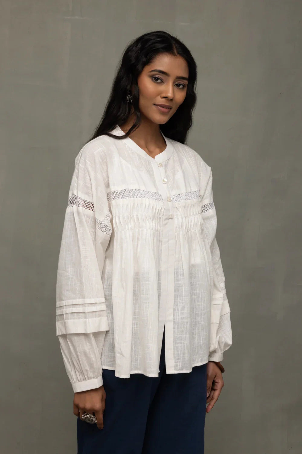 White Breezy Relaxed Fit Top | SHOBITAM