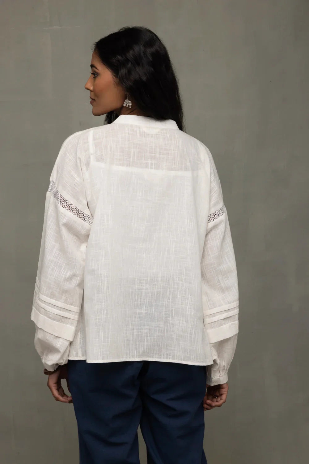 White Breezy Relaxed Fit Top | SHOBITAM