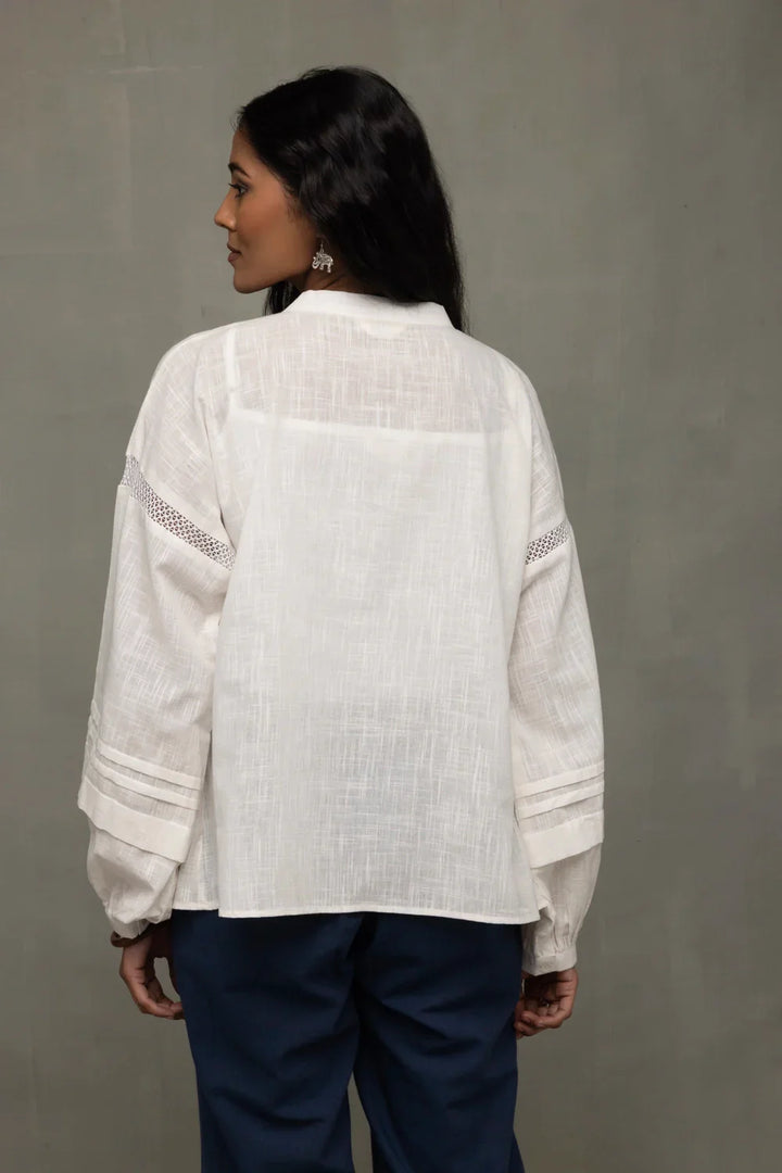 White Breezy Relaxed Fit Top | SHOBITAM