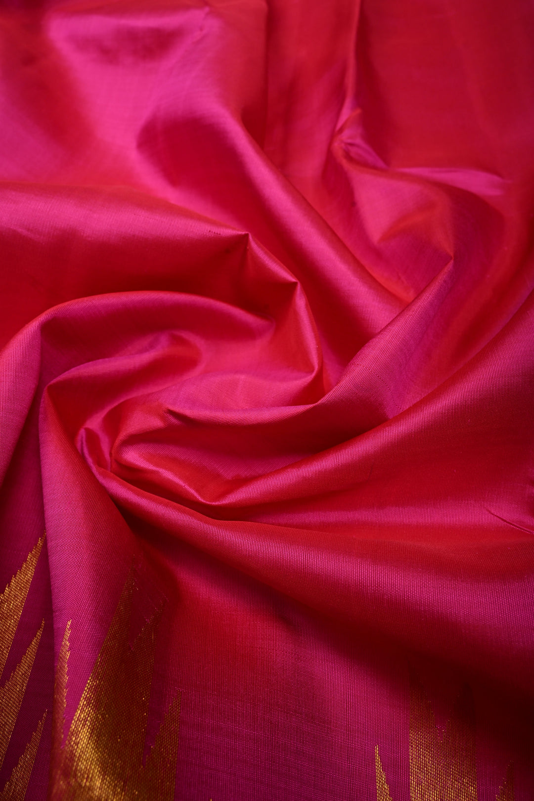 Bright Pink  Kanjivaram Silk Saree with  Zari Temple border | SILK MARK CERTIFIED | shobitam