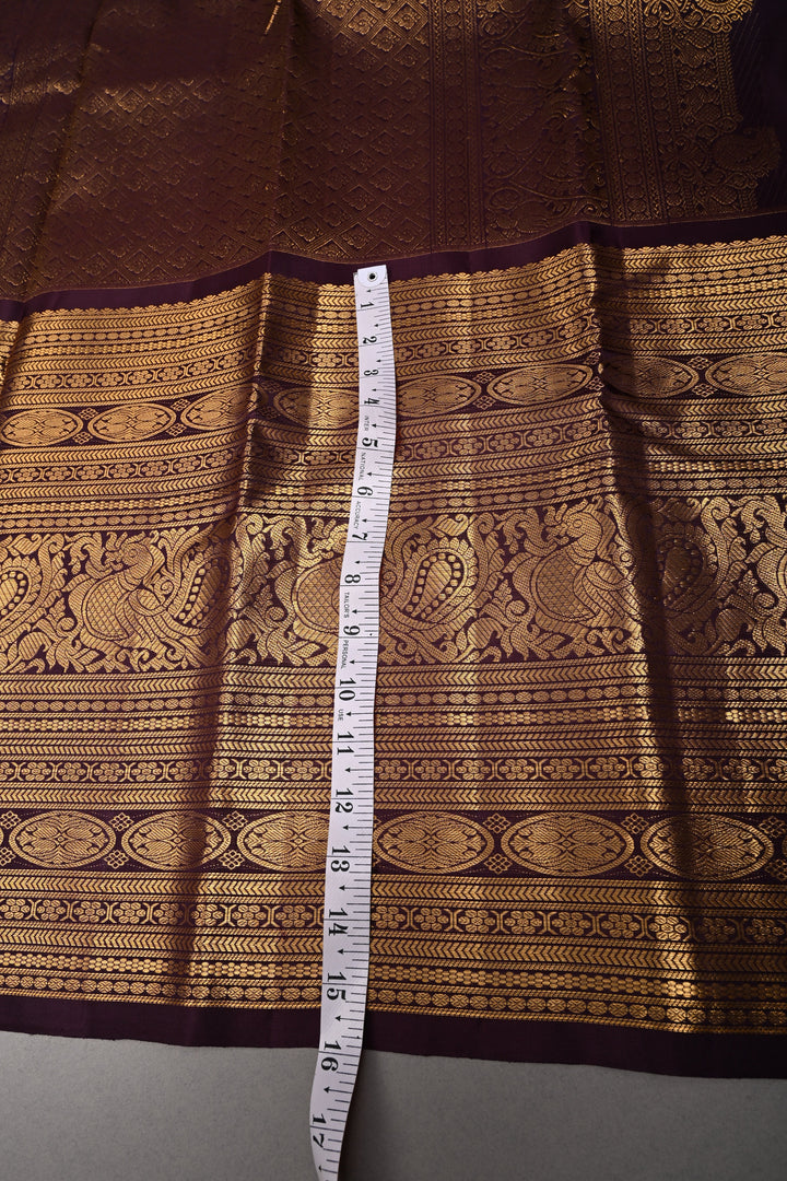 Rust Orange Dual Tone Gadwal Silk Saree with Zari Buttas and 16' Wide Contrast Zari Border | SILK MARK CERTIFIED | SHOBITAM