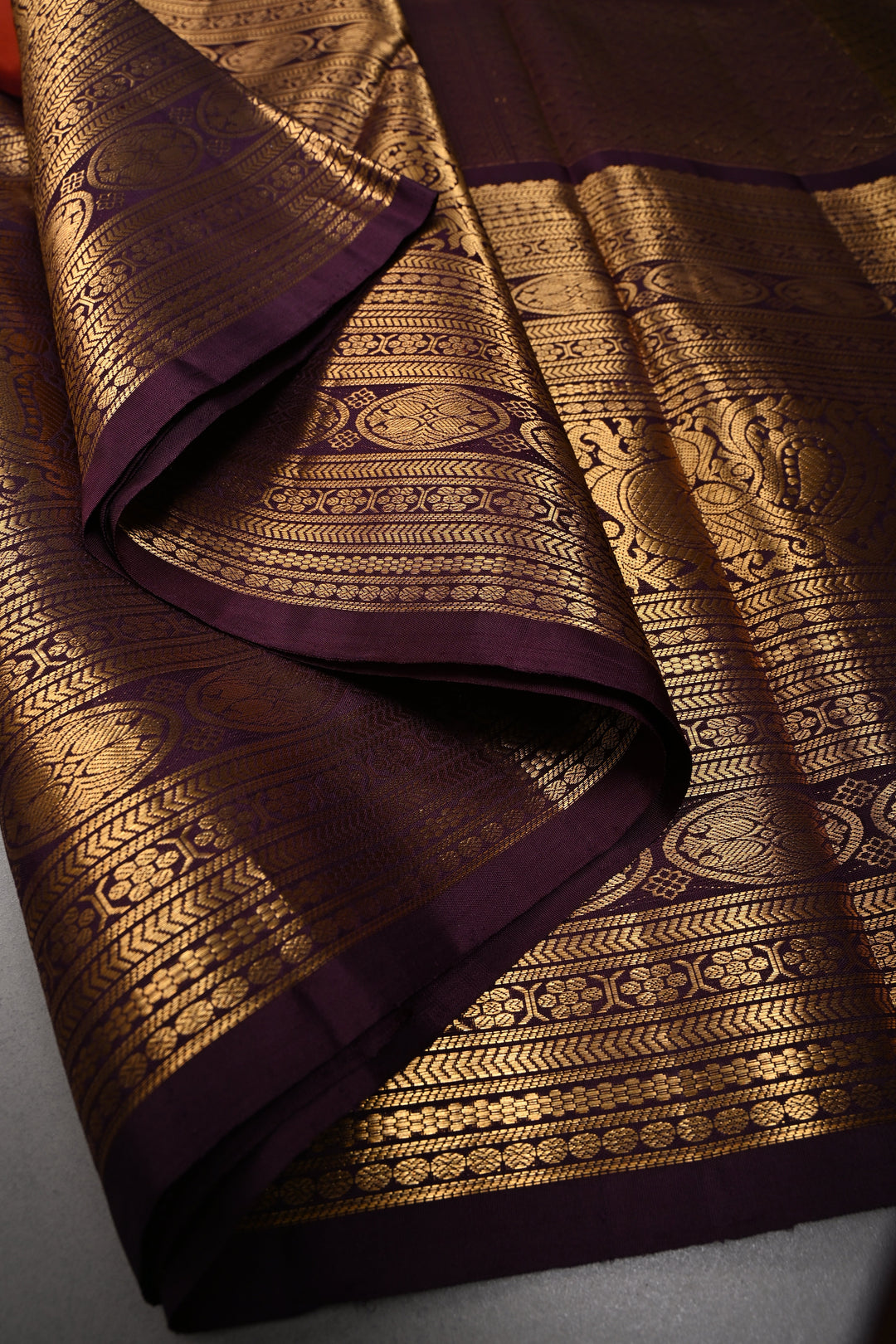 Rust Orange Dual Tone Gadwal Silk Saree with Zari Buttas and 16' Wide Contrast Zari Border | SILK MARK CERTIFIED | SHOBITAM