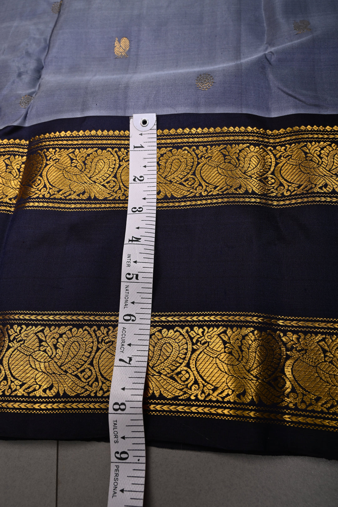 Dusty Amethyst Gadwal Silk Saree with Zari Buttas and Rettaipet Contrast Zari Border | SILK MARK CERTIFIED | SHOBITAM
