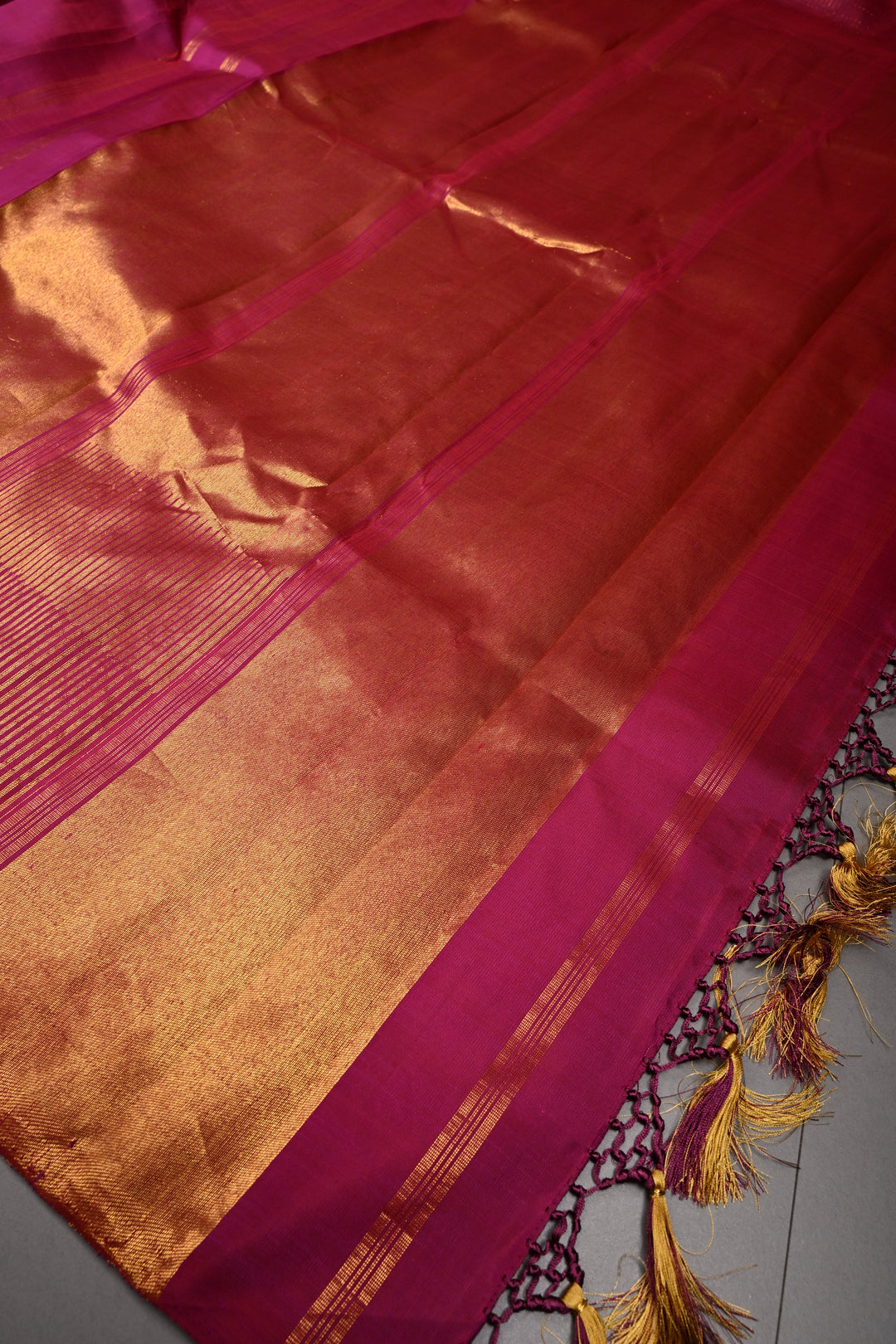 Vadamalli Purple Kanjivaram Silk Saree with Temple Zari Border | SILK MARK CERTIFIED | SHOBITAM