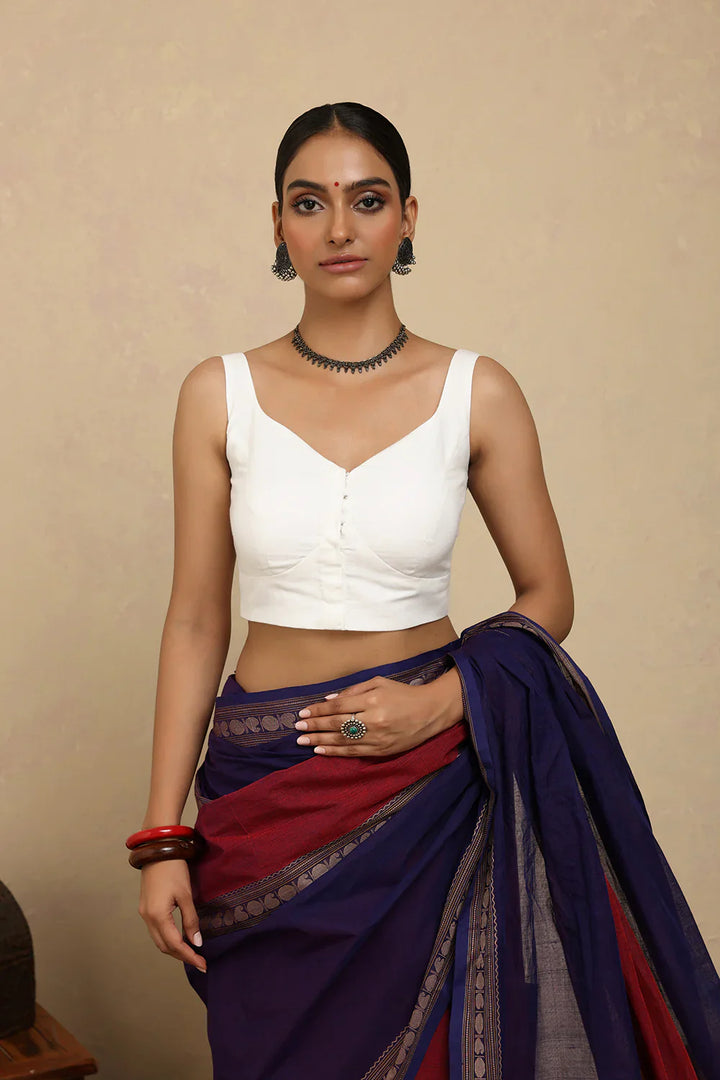 Safed South Cotton Blouse | SHOBITAM
