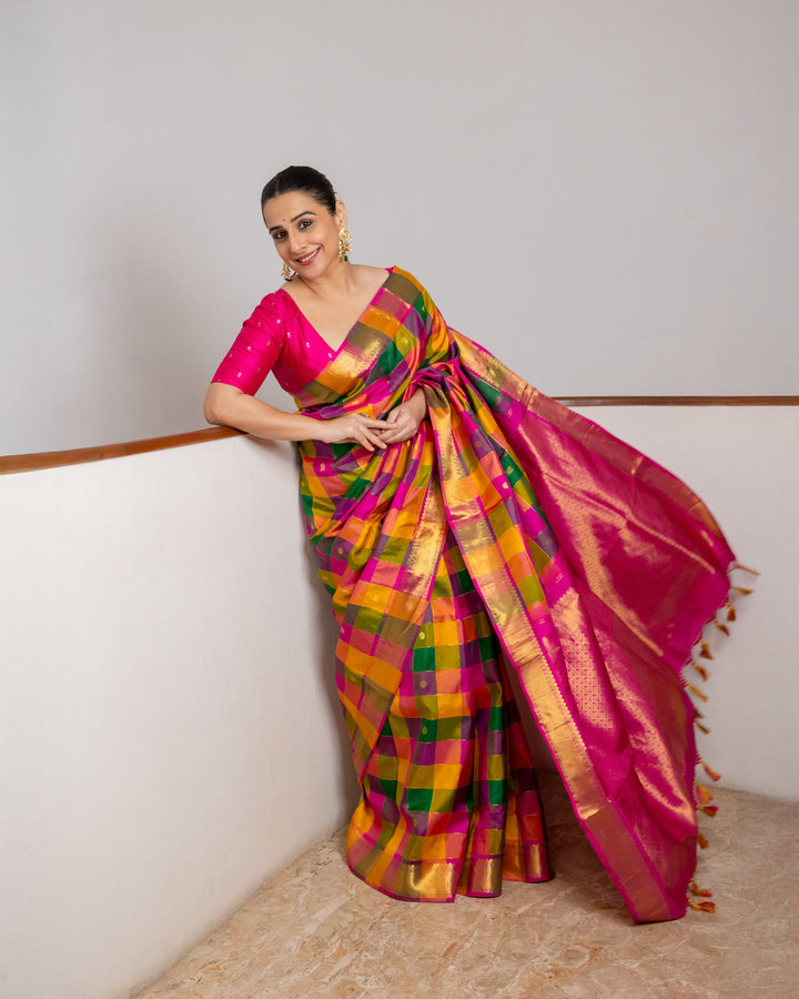 Pre-Order Exquisite Paalum Pazhamum Classic Kanjeevaram silk saree in Multicolor with zari Motifs | SILK MARK CERTIFIED