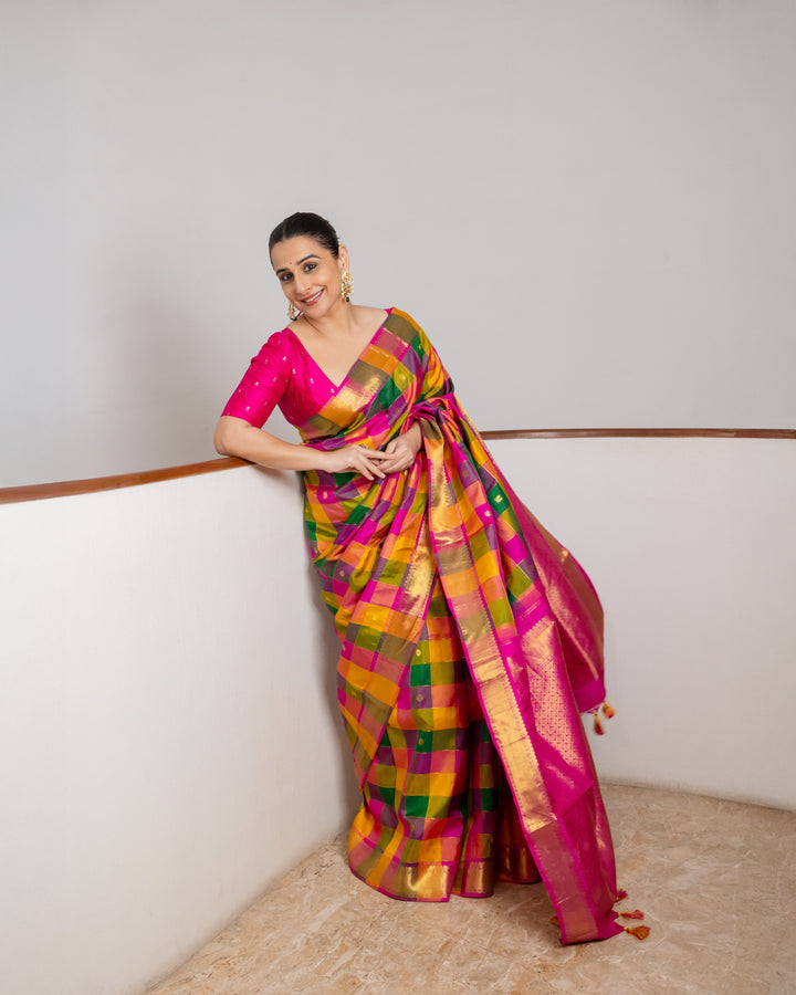 Pre-Order Exquisite Paalum Pazhamum Classic Kanjeevaram silk saree in Multicolor with zari Motifs | SILK MARK CERTIFIED