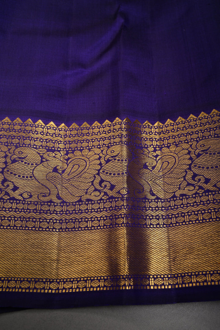 Sea Green Dual tone Korvai Kanjivaram Pure Silk Saree with Zari Buttas and Contrast Zari Border | SILK MARK CERTIFIED | SHOBITAM