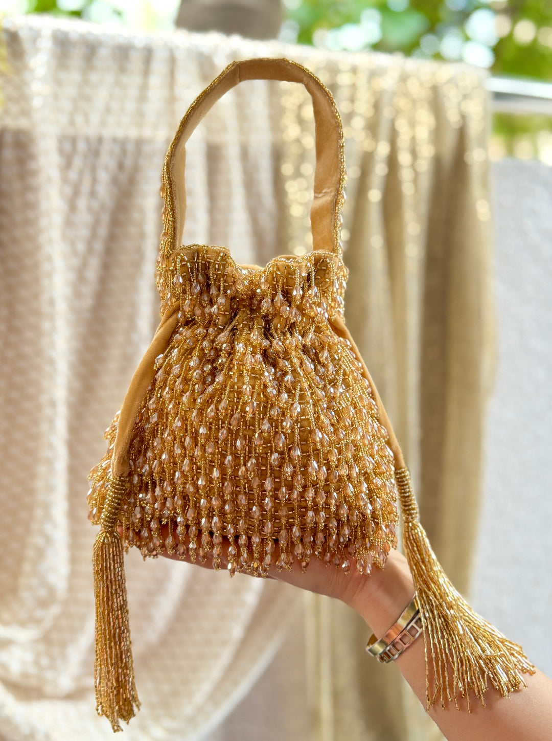 AURELIA Golden Embroidery Handbag