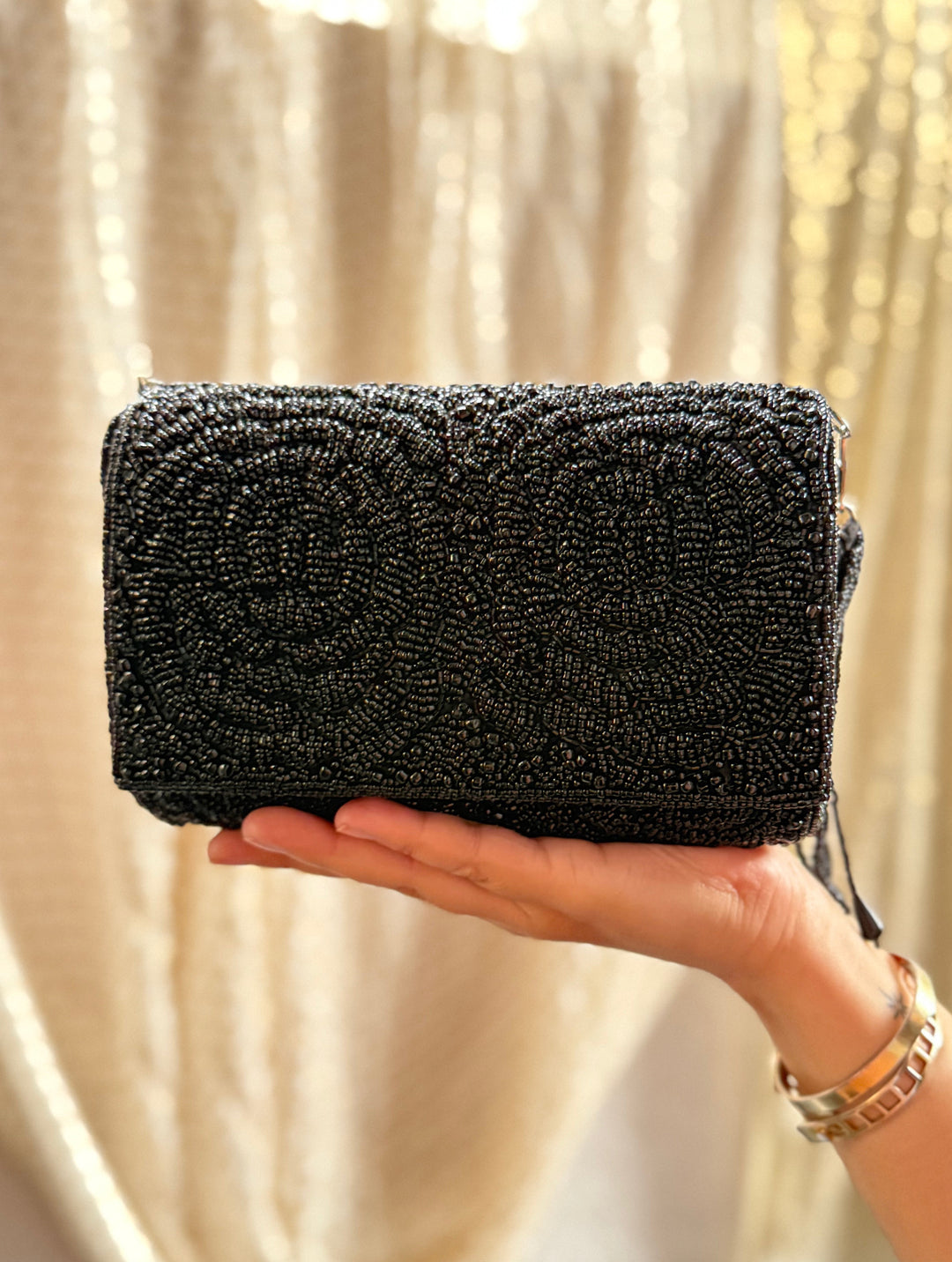 EBONY Black Beadwork Handbag