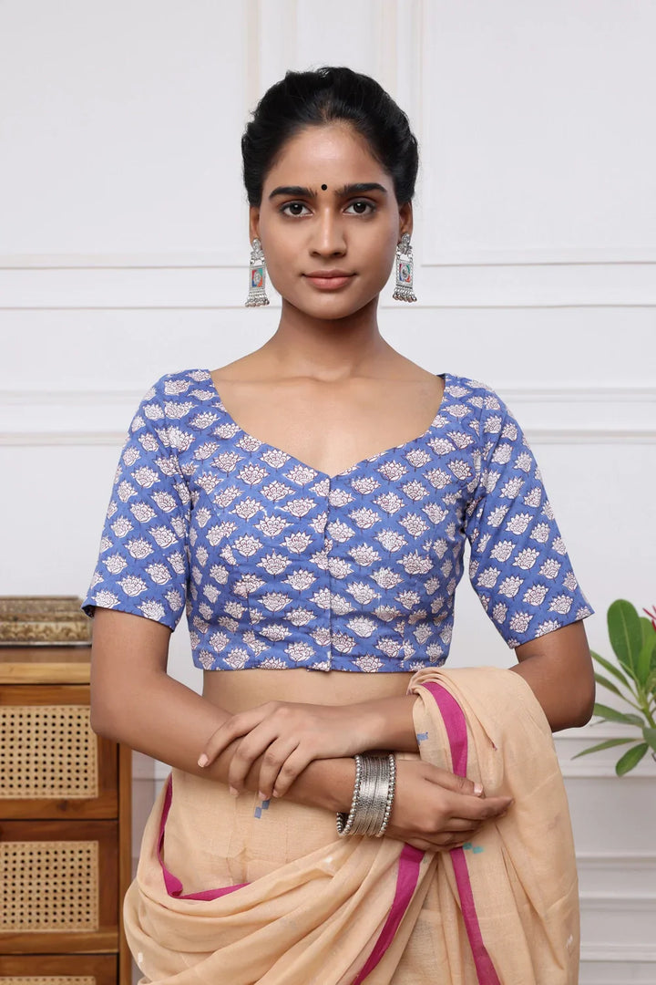 Bloom Block Print Blouse | SHOBITAM