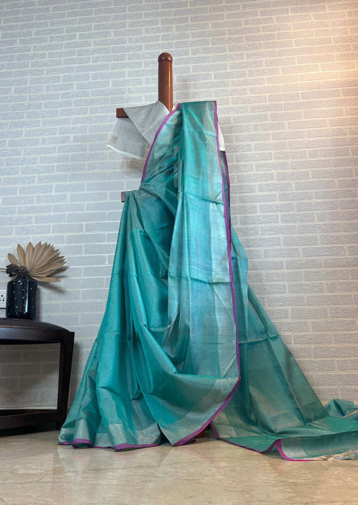 Green Zari Hues- Handwoven Uppada Tissue Saree | SHOBITAM