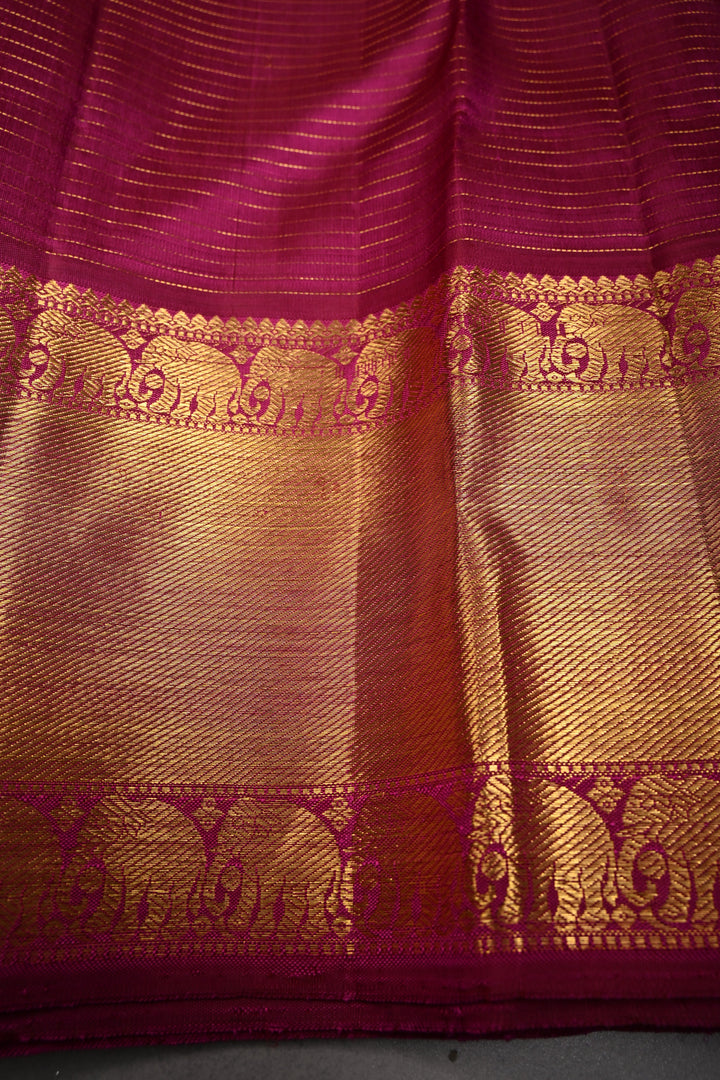 Purple Dual Tone Podi-Kattam Zari Checks on Kanjivaram Pure Silk Saree with Zari Buttas and Zari Border | SILK MARK CERTIFIED | SHOBITAM