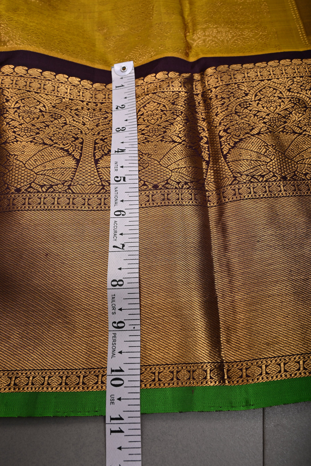 Methi Yellow Gadwal Silk Saree with Vanasingaram Floral Zari Brocade and Contrast Wide Zari Border | SILK MARK CERTIFIED