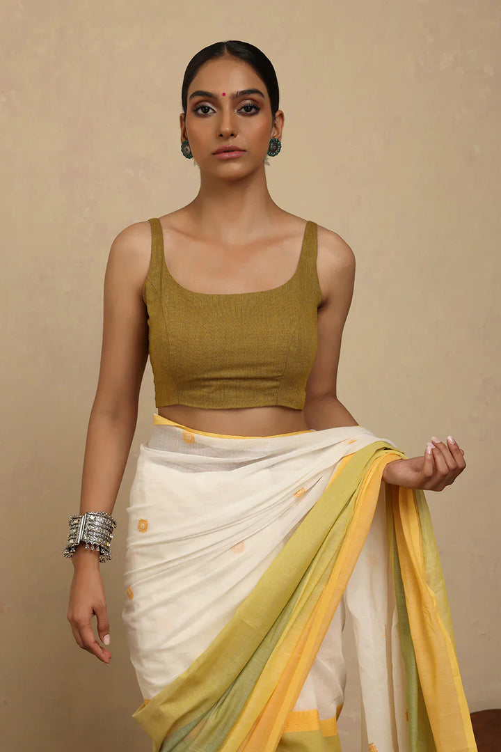 Green Khadi Blouse | SHOBITAM