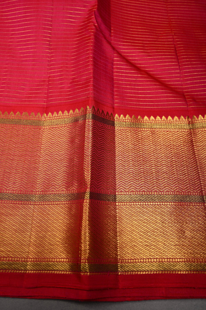 Chartreuse Korvai Kanjivaram Pure Silk Saree with Podi-Kattam Zari Checks and Contrast Zari Border | SILK MARK CERTIFIED | SHOBITAM