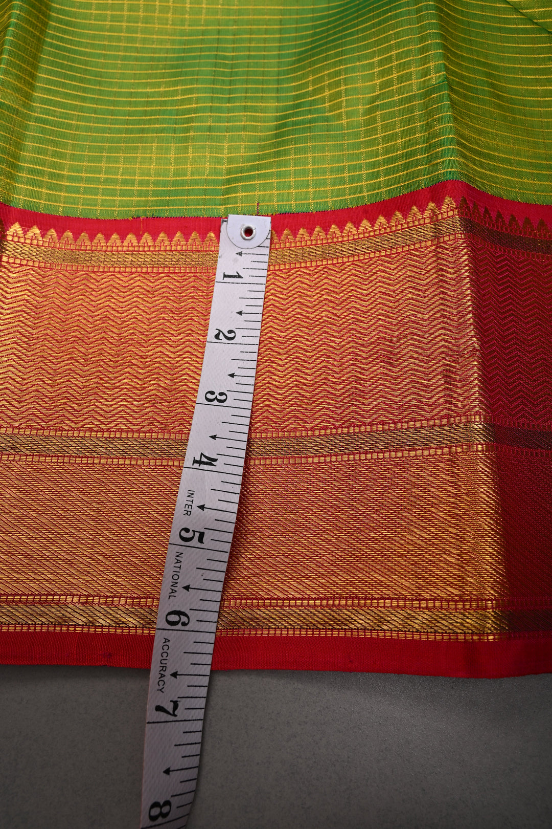 Chartreuse Korvai Kanjivaram Pure Silk Saree with Podi-Kattam Zari Checks and Contrast Zari Border | SILK MARK CERTIFIED | SHOBITAM