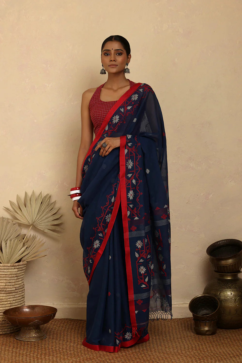 Ragini Check Jamdani Blouse | SHOBITAM