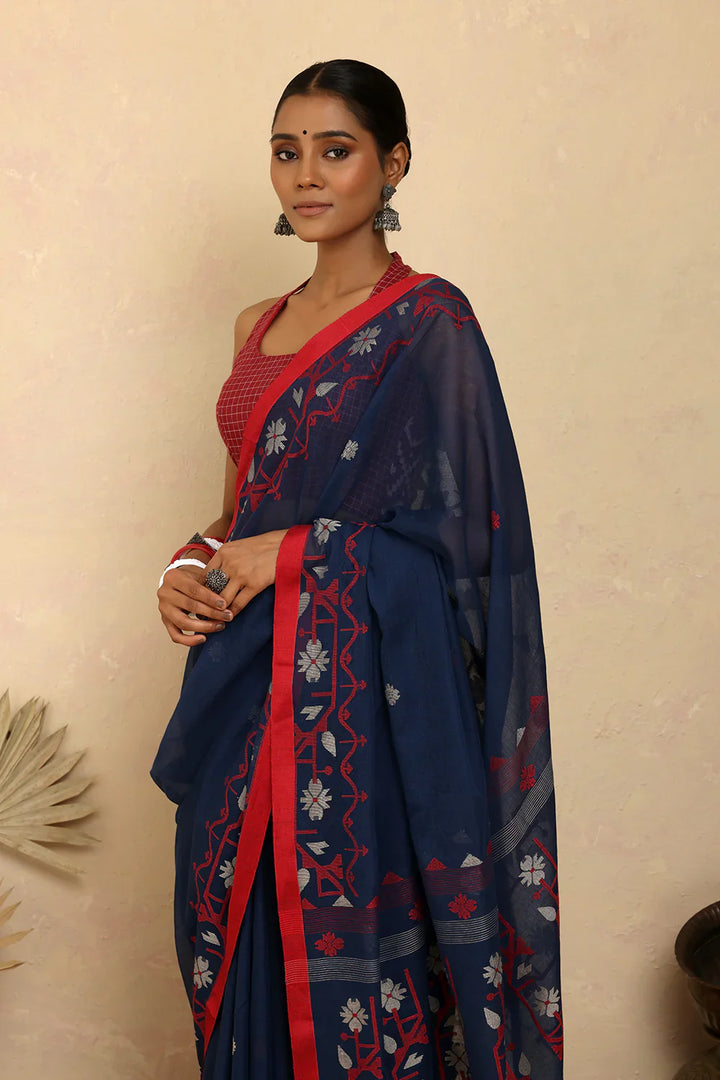 Ragini Check Jamdani Blouse | SHOBITAM