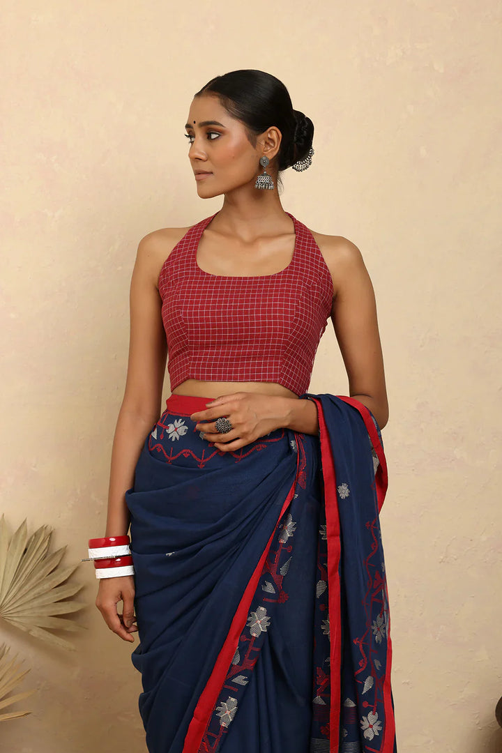 Ragini Check Jamdani Blouse | SHOBITAM