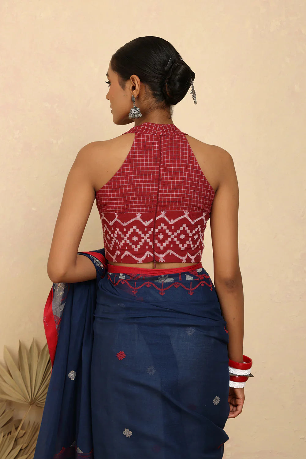 Ragini Check Jamdani Blouse | SHOBITAM