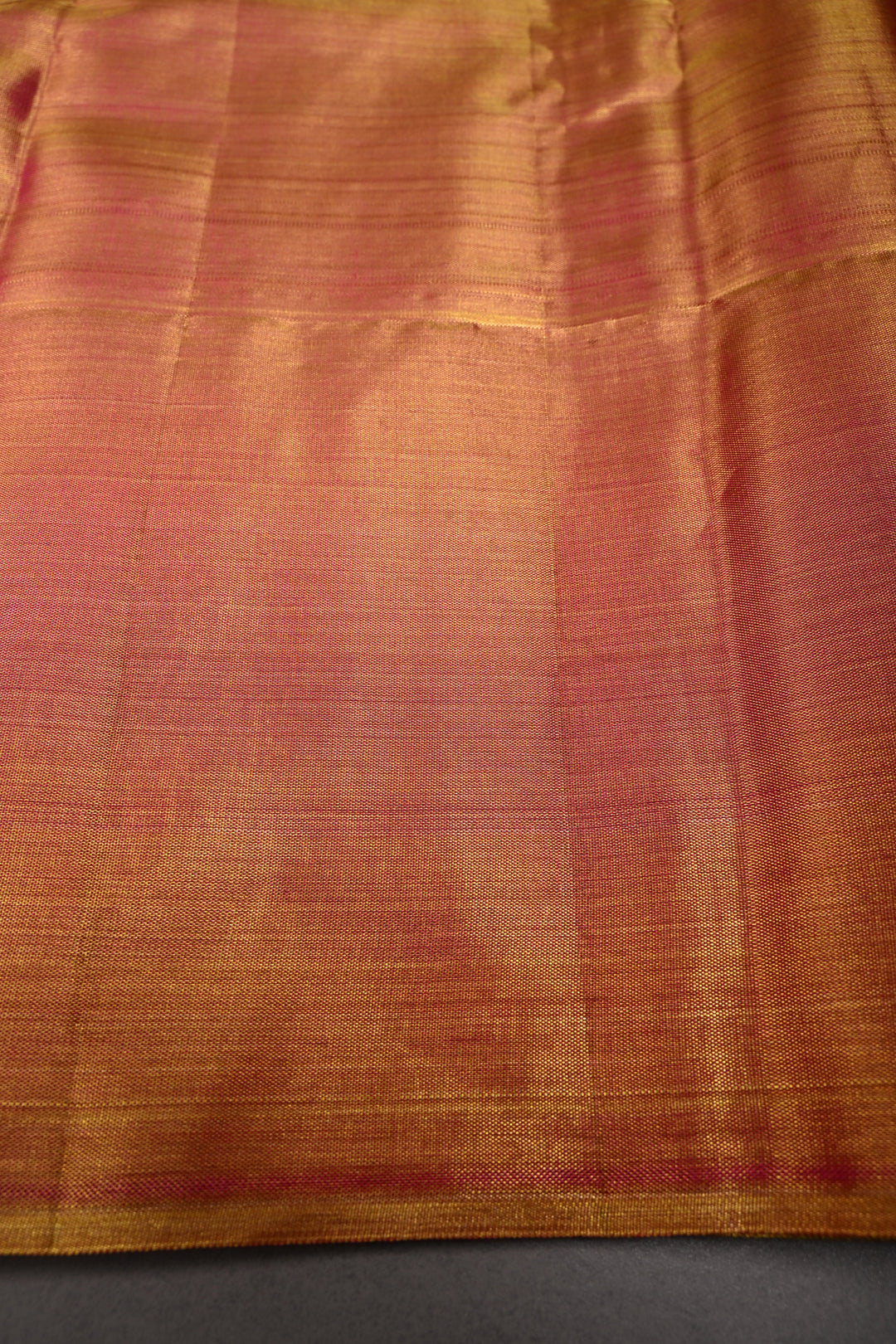 Pink-Gold Dual Tone Zari Checks on Pure Kanjivaram Tissue Silk Saree with Meenakari Zari Brocade and Zari Border | SILK MARK CERTIFIED | SHOBITAM