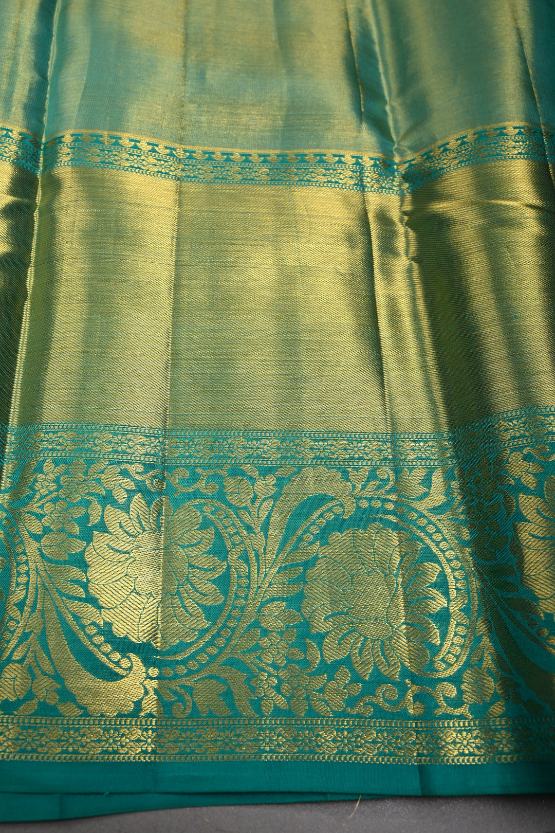 Light Lilac-Gold Pure Kanjivaram Tissue Silk Saree with Geometric Zari Brocade and Contrast Wide Zari Border | SILK MARK CERTIFIED | SHOBITAM