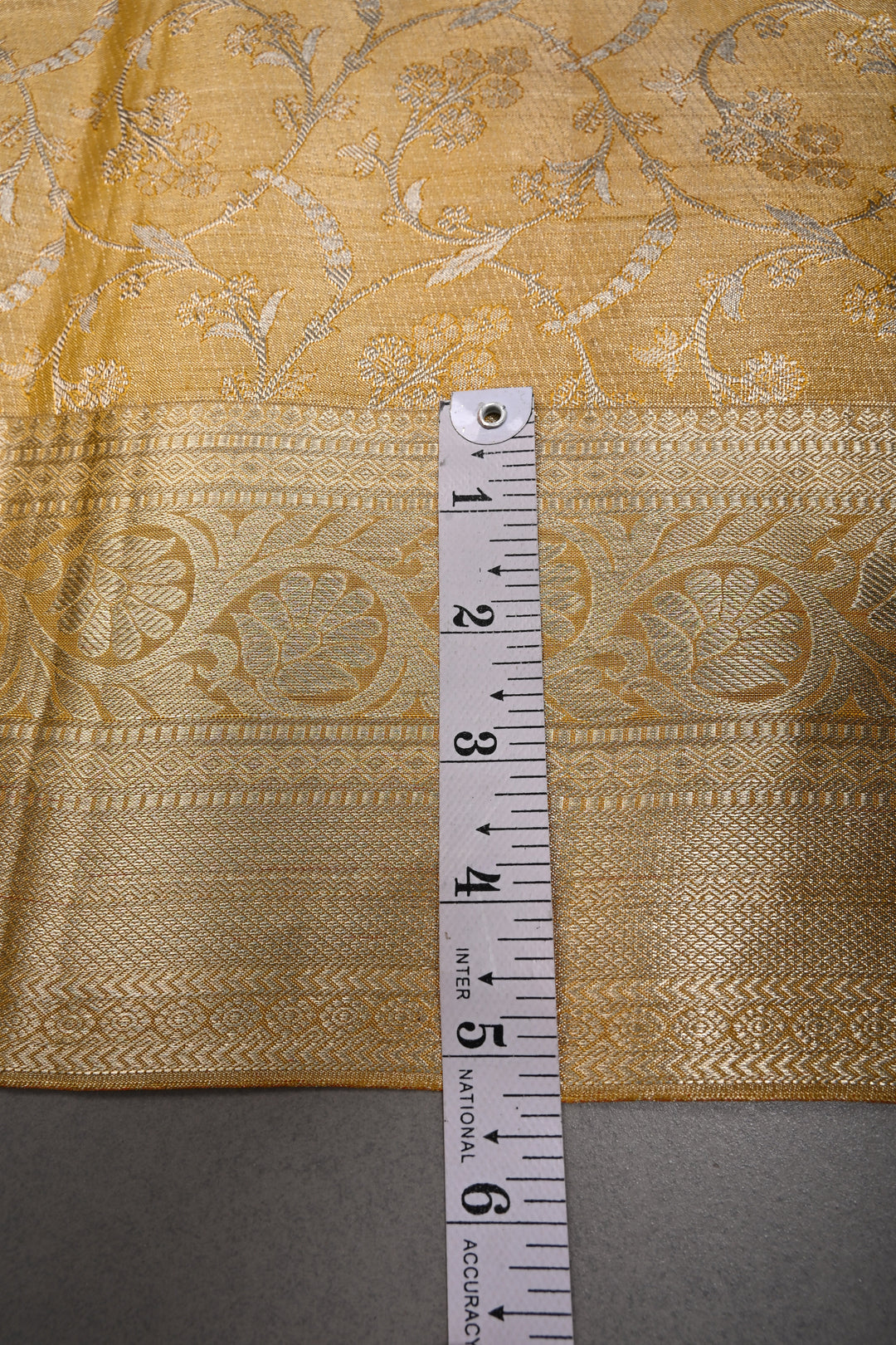 Gold Pure Kanjivaram Tissue Silk Saree with Meenakari Floral Brocade Jaal and Zari Border | SILK MARK CERTIFIED | SHOBITAM