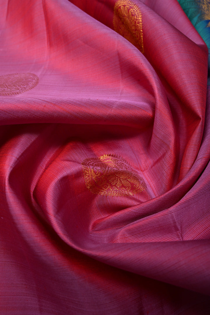 Mauvish  Pink Pure Kanjivaram Silk Saree with Zari Buttas and Wide Zari Border | SILK MARK CERTIFIED | SHOBITAM