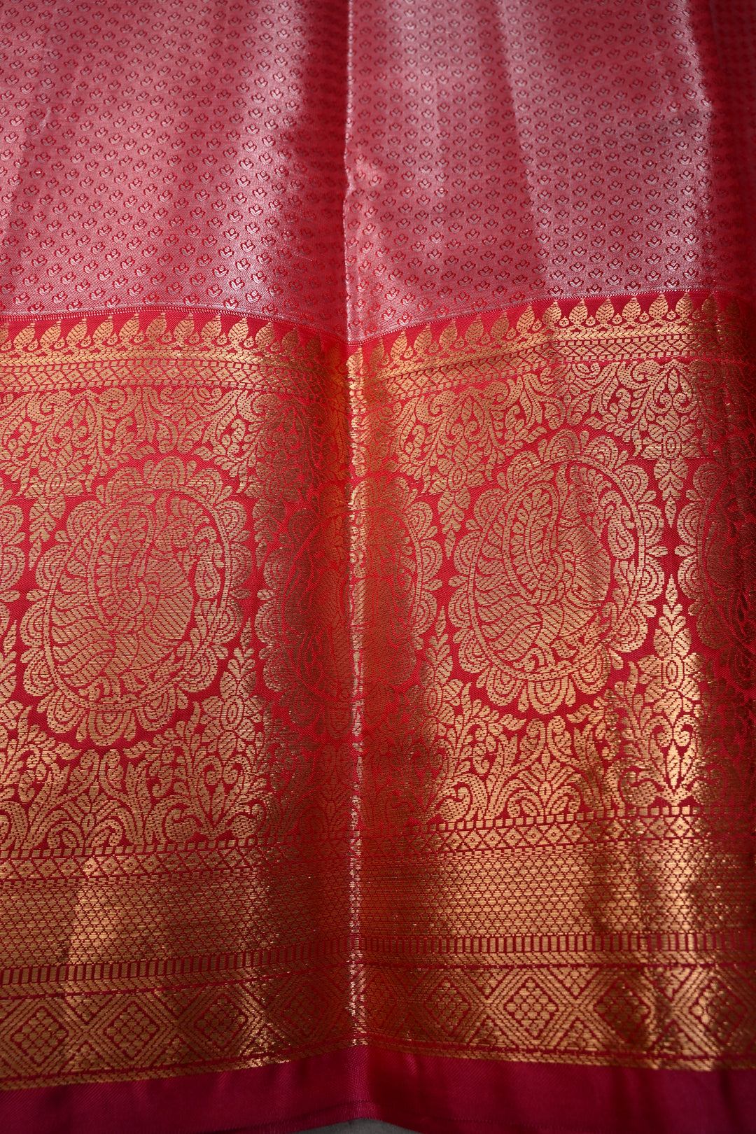 Red Kanjivaram Tissue Semi Silk Saree with Meenakari Floral Brocade and Zari Border | SHOBITAM