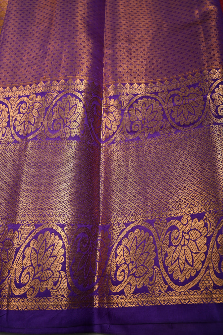 Pink Dual Tone Kanjivaram Tissue Semi Silk Saree with Meenakari Floral Jaal Brocade and Contrast Zari Border | SHOBITAM
