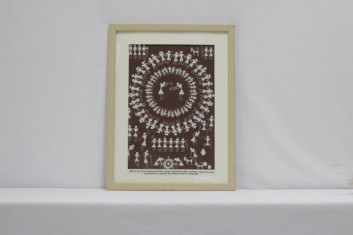 Brown Warli Handpainted Art, Unframed