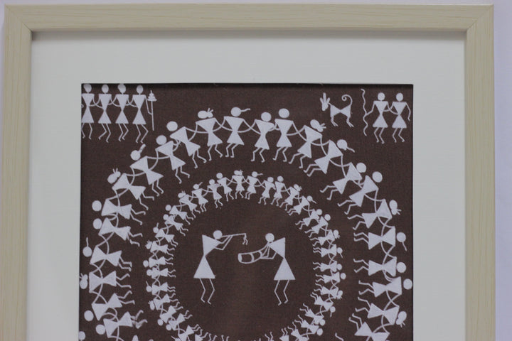 Brown Warli Handpainted Art, Unframed