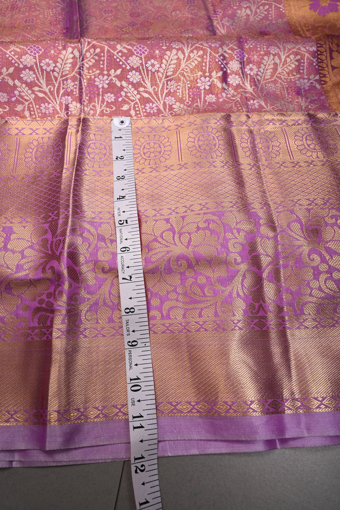Lilac Kanjivaram Tissue Semi Silk Saree with Meenakari Floral Jaal Brocade and Zari Border | SHOBITAM