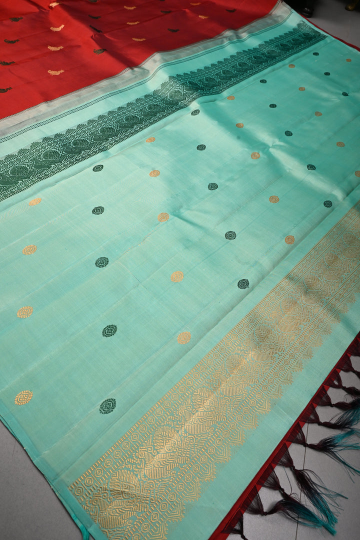 Maroon Borderless Kanjivaram Pure Silk Saree with Resham Meenakari Birds Motifs and Contrast Pallu | SILK MARK CERTIFIED | SHOBITAM