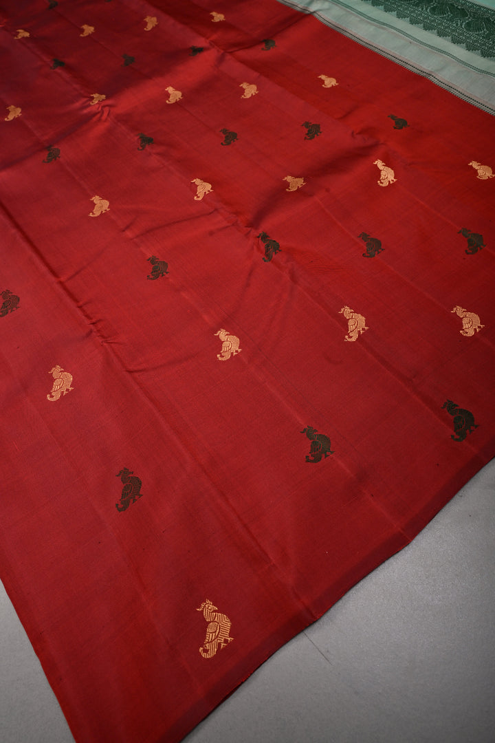 Maroon Borderless Kanjivaram Pure Silk Saree with Resham Meenakari Birds Motifs and Contrast Pallu | SILK MARK CERTIFIED | SHOBITAM