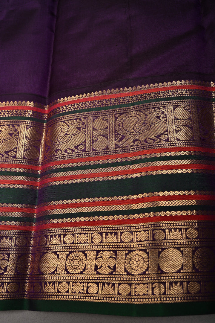 Korvai Rose Pink Kanjivaram Pure Silk Saree with Zari Buttas and Contrast Zari Border| SILK MARK CERTIFIED | SHOBITAM