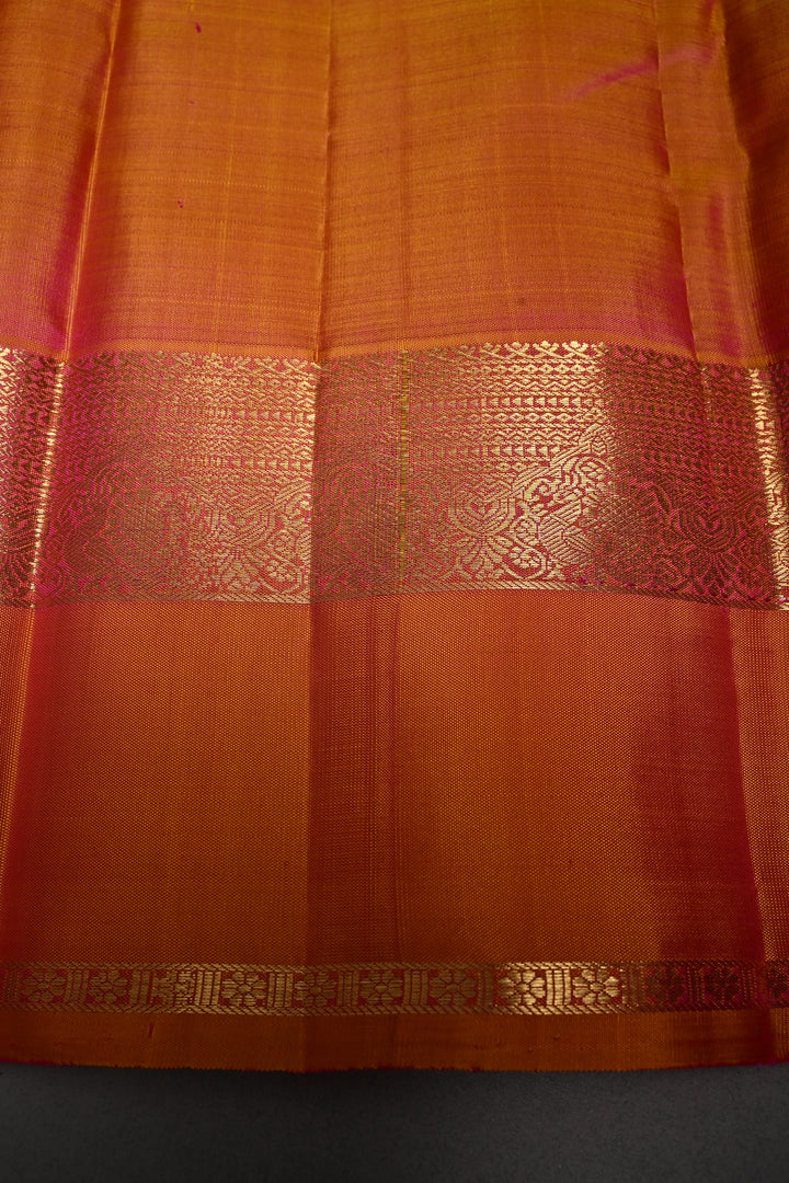 Vadamalli Dual Tone Kanjivaram Silk Saree with Zari Buttas and Contrast Zari Border | SILK MARK CERTIFIED | SHOBITAM