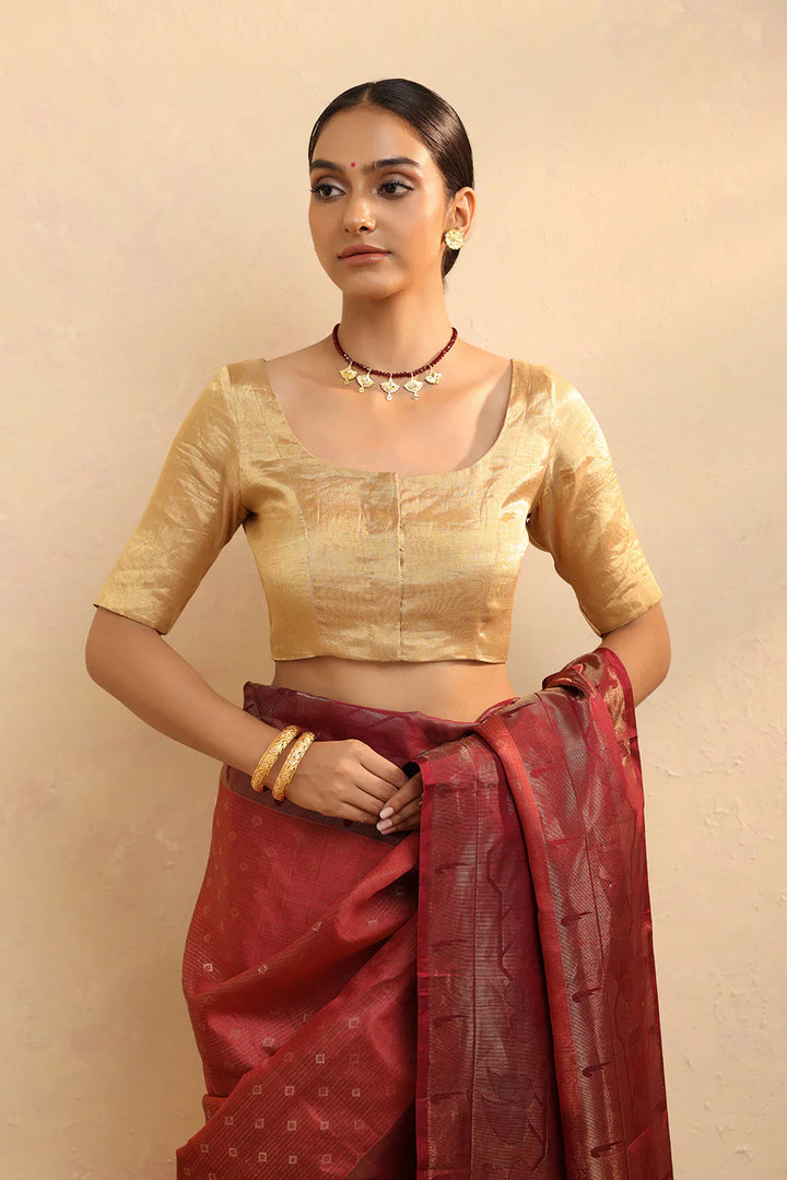 Golden Tissue Blouse | SHOBITAM