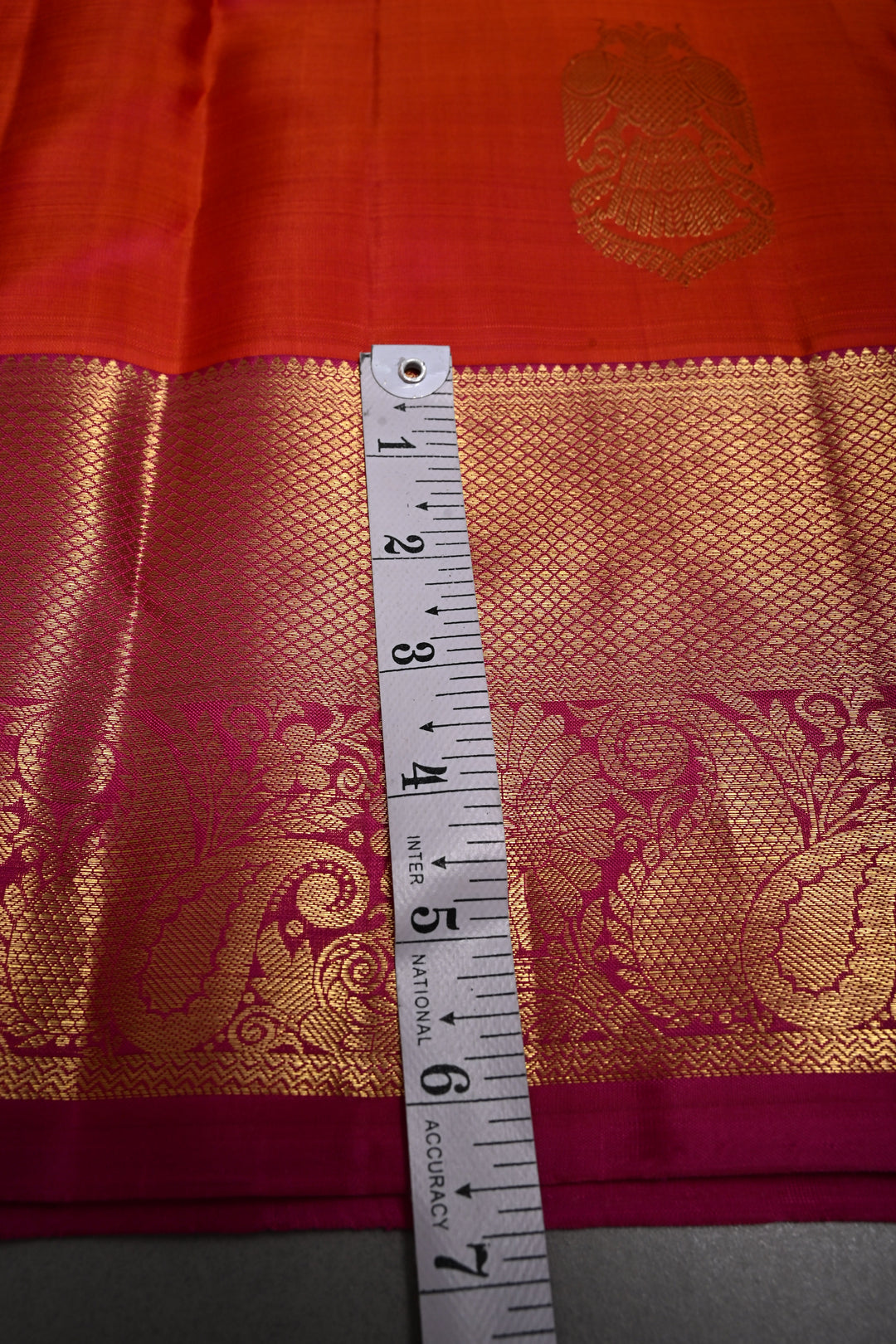 Pink-Orange Dual Tone Kanjivaram Silk Saree with Ganda Berunda Zari Buttas and Zari Border | SILK MARK CERTIFIED | SHOBITAM