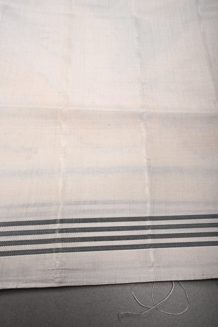 Authentic Patan Patola Single Ikkat Handwoven Pure Silk Saree in Pristine Chalk White with intricate motifs | SILK MARK CERTIFIED | SHOBITAM