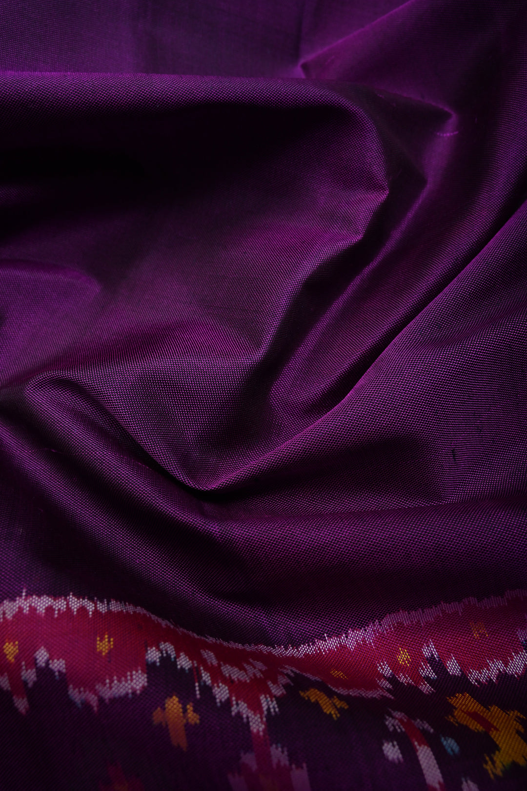 Purple Authentic Patan Patola Single Ikkat Handloom Silk Saree with Heritage borders | SILK MARK CERTIFIED