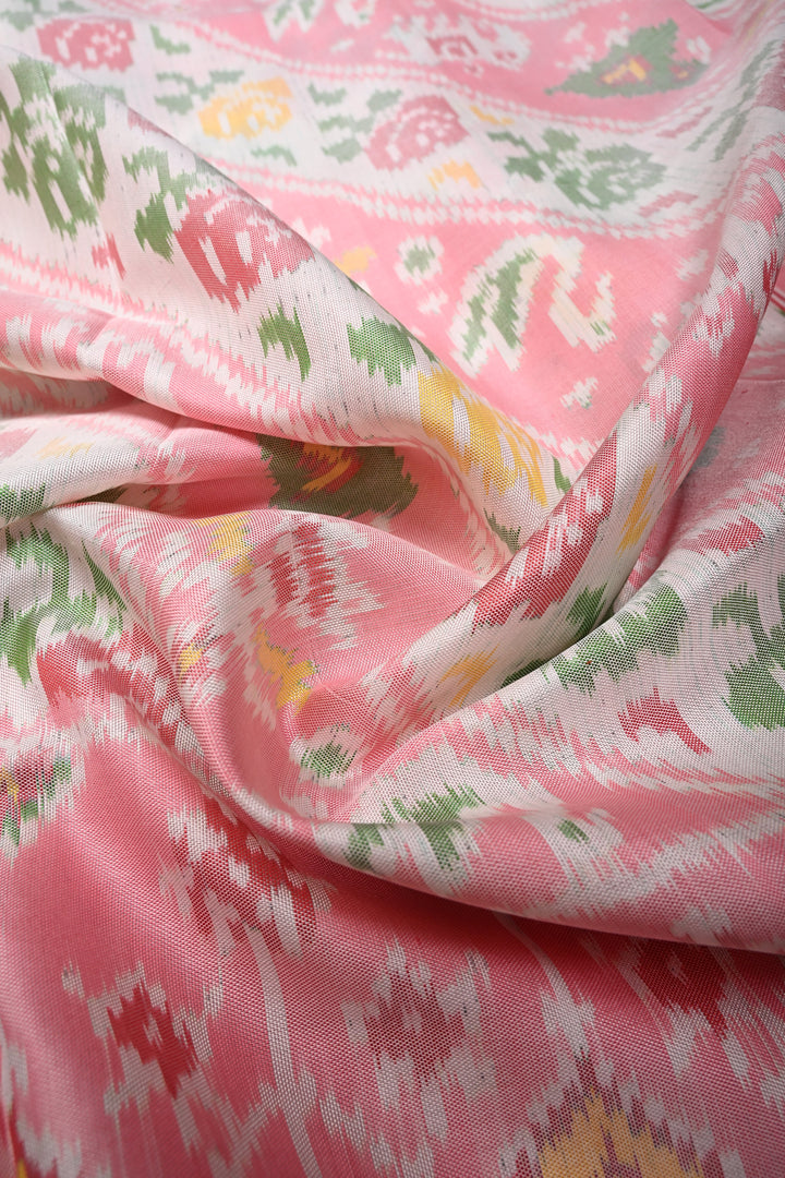 Authentic Patan patola Pure Silk Single Ikkat Handloom Weave saree in Frost Rose Pink | SILK MARK CERTIFIED