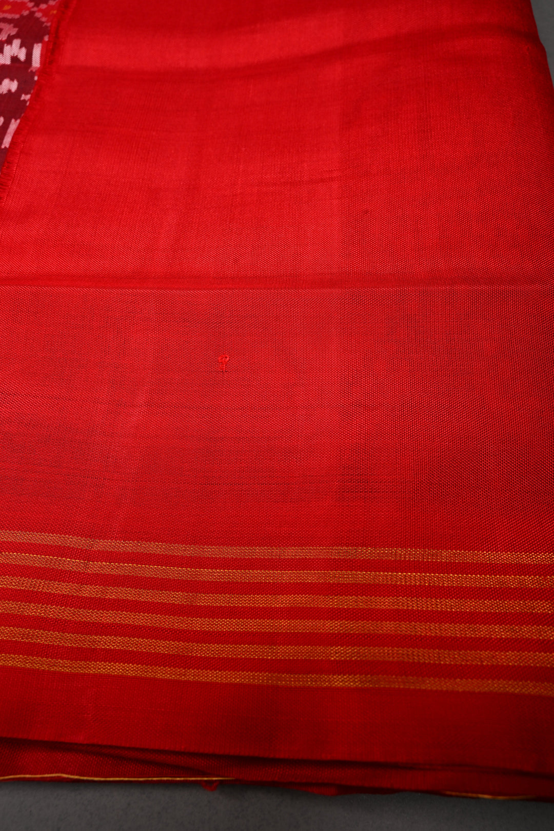 Red Patola Single Ikkat Silk Saree with Intricate Geometric Motifs and Minimal Border | SILK MARK CERTIFIED | SHOBITAM