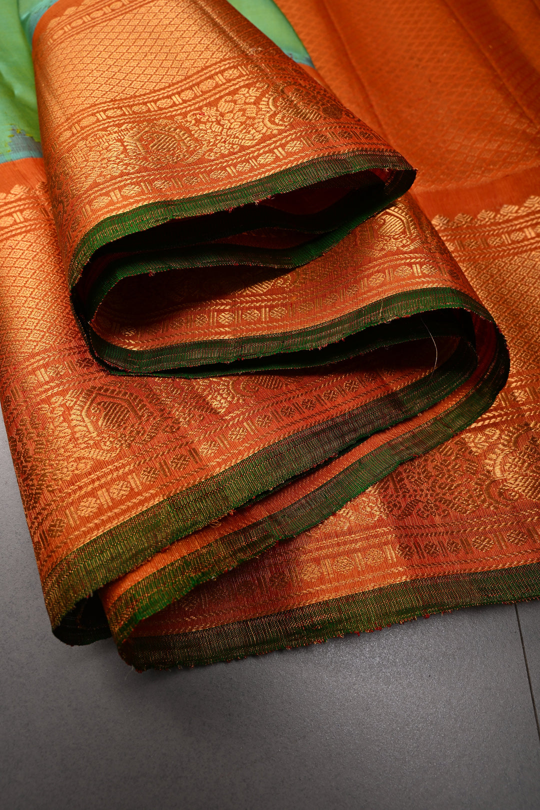 Green Turquoise Dual Tone Pure Gadwal Silk Saree with Meenakari Zari Buttas and Tissue Zari Border | SILK MARK CERTIFIED | SHOBITAM