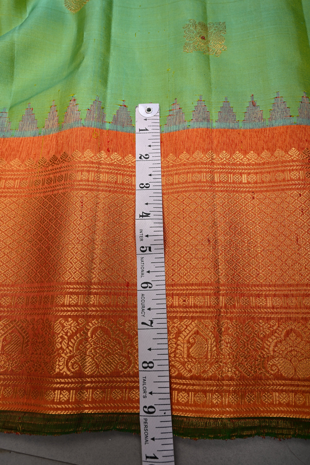 Green Turquoise Dual Tone Pure Gadwal Silk Saree with Meenakari Zari Buttas and Tissue Zari Border | SILK MARK CERTIFIED | SHOBITAM