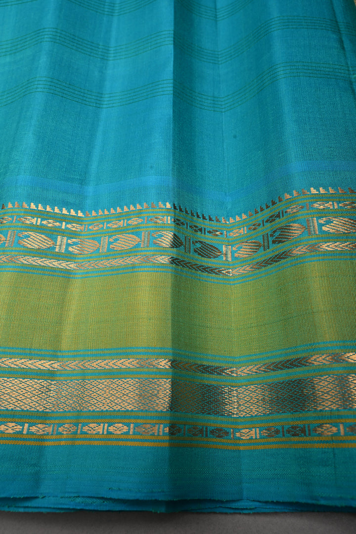 Beige Pure Gadwal Silk Saree with Checks Pattern and Ganga Jamuna Border | SILK MARK CERTIFIED