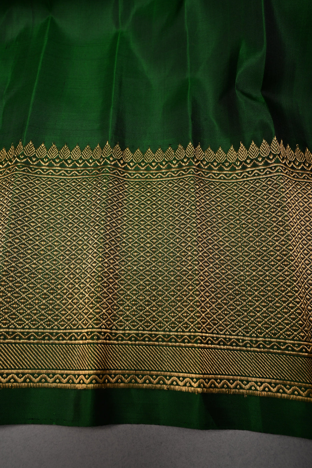 Gray Pure Gadwal Silk Saree with Zari Brocade Jaal and Contrast Wide Zari Border | SILK MARK CERTIFIED | SHOBITAM
